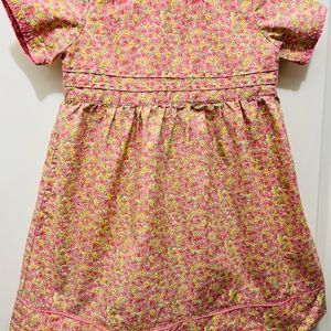 Land's End Spring to Summer Cotton Frock Back buttons Pastel Pink florals SZ 3T